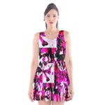 Pink Checker Graffiti  Scoop Neck Skater Dress