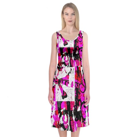 Pink Checker Graffiti  Midi Sleeveless Dress from ArtsNow.com