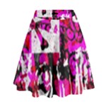 Pink Checker Graffiti  High Waist Skirt