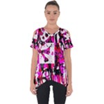 Pink Checker Graffiti  Cut Out Side Drop Tee