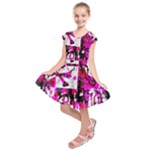 Pink Checker Graffiti  Kids  Short Sleeve Dress