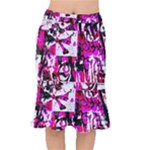 Pink Checker Graffiti  Short Mermaid Skirt