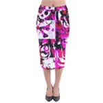 Pink Checker Graffiti  Velvet Midi Pencil Skirt