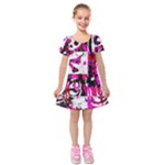 Pink Checker Graffiti  Kids  Short Sleeve Velvet Dress