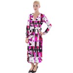 Pink Checker Graffiti  Velvet Maxi Wrap Dress