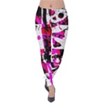 Pink Checker Graffiti  Velvet Leggings