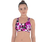 Pink Checker Graffiti  Cross String Back Sports Bra