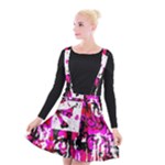 Pink Checker Graffiti  Suspender Skater Skirt