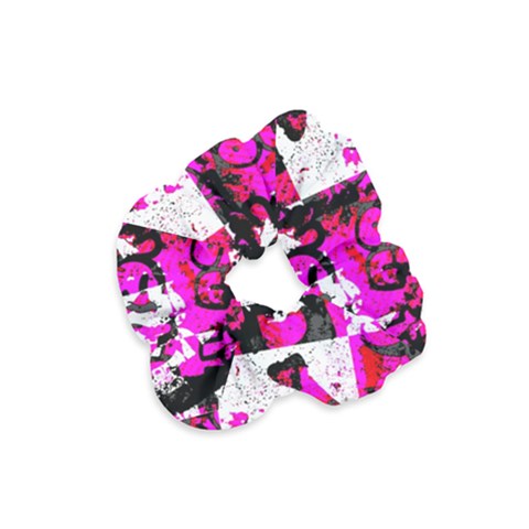 Pink Checker Graffiti  Velvet Scrunchie from ArtsNow.com