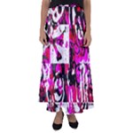 Pink Checker Graffiti  Flared Maxi Skirt