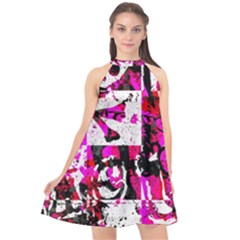Halter Neckline Chiffon Dress  