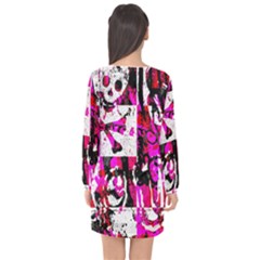 Long Sleeve Chiffon Shift Dress  