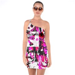 One Shoulder Ring Trim Bodycon Dress 