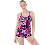 Pink Checker Graffiti  Boyleg Tankini Set 