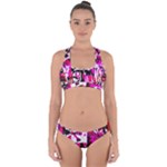 Pink Checker Graffiti  Cross Back Hipster Bikini Set