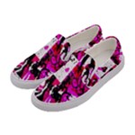 Pink Checker Graffiti  Women s Canvas Slip Ons
