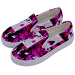 Pink Checker Graffiti  Kids  Canvas Slip Ons