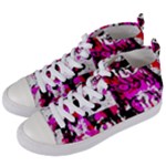Pink Checker Graffiti  Women s Mid-Top Canvas Sneakers