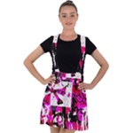 Pink Checker Graffiti  Velvet Suspender Skater Skirt