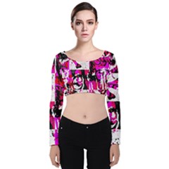 Velvet Long Sleeve Crop Top 