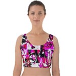 Pink Checker Graffiti  Velvet Crop Top