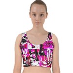 Pink Checker Graffiti  Velvet Racer Back Crop Top