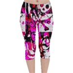 Pink Checker Graffiti  Velvet Capri Leggings 