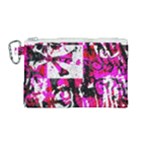 Pink Checker Graffiti  Canvas Cosmetic Bag (Medium)