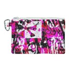 Pink Checker Graffiti  Canvas Cosmetic Bag (Large)