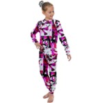 Pink Checker Graffiti  Kids  Long Sleeve Set 