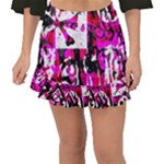 Pink Checker Graffiti  Fishtail Mini Chiffon Skirt