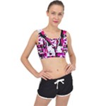 Pink Checker Graffiti  V-Back Sports Bra