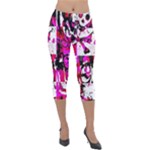 Pink Checker Graffiti  Lightweight Velour Capri Leggings 