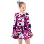 Pink Checker Graffiti  Kids  Long Sleeve Dress