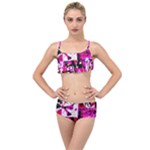 Pink Checker Graffiti  Layered Top Bikini Set