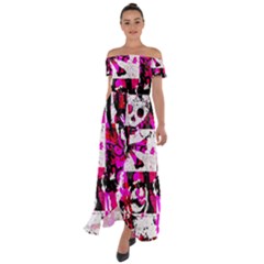 Off Shoulder Open Front Chiffon Dress 