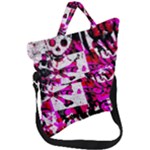 Pink Checker Graffiti  Fold Over Handle Tote Bag