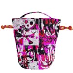 Pink Checker Graffiti  Drawstring Bucket Bag