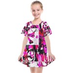 Pink Checker Graffiti  Kids  Smock Dress