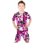 Pink Checker Graffiti  Kids  Tee and Shorts Set