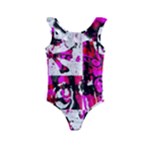 Pink Checker Graffiti  Kids  Frill Swimsuit