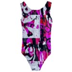 Pink Checker Graffiti  Kids  Cut-Out Back One Piece Swimsuit