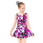 Pink Checker Graffiti  Kids  Skater Dress Swimsuit