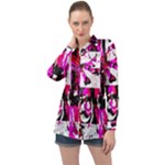 Pink Checker Graffiti  Long Sleeve Satin Shirt