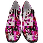 Pink Checker Graffiti  Women Slip On Heel Loafers