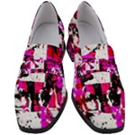 Pink Checker Graffiti  Women s Chunky Heel Loafers