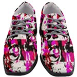 Pink Checker Graffiti  Women Heeled Oxford Shoes