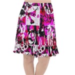 Pink Checker Graffiti  Fishtail Chiffon Skirt