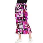 Pink Checker Graffiti  Maxi Fishtail Chiffon Skirt