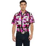 Pink Checker Graffiti  Men s Short Sleeve Pocket Shirt 